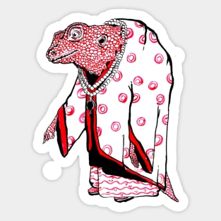 Red Lizard Humanoid Sticker